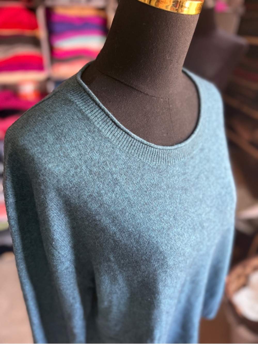 Rachel Zoe Teal Cashmere Scoopneck Women's Sweater